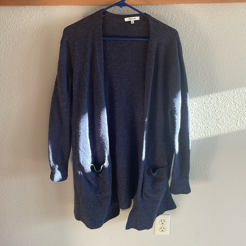 Madewell blue cardigan.